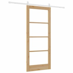 Porte coulissante avec quincaillerie 'ORKDAL'en bois massif et verre 