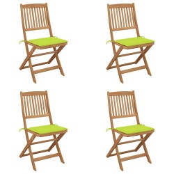 Chaises pliables de jardin lot de 4 avec coussins Bois d'acacia 