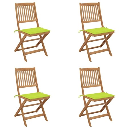 Chaises pliables de jardin lot de 4 avec coussins Bois d'acacia 