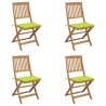 Chaises pliables de jardin lot de 4 avec coussins Bois d'acacia 
