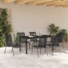 Ensemble de salle à manger de jardin 7 pièces noir en textilène et acier 
