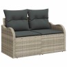 Ensemble de sofa de jardin de 3 pièces avec coussins gris clair en poly rotin. 