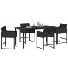 Ensemble de jardin 5 pièces avec des coussins en poly rotin noir 