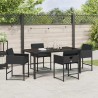 Ensemble de jardin 5 pièces avec des coussins en poly rotin noir 