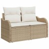 Ensemble de Canapé de Jardin 3 Pièces avec Coussins Beige Rattan Poly 