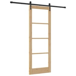 Porte coulissante avec quincaillerie 78x211 cm en bois massif de pin 