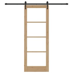 Porte coulissante avec quincaillerie 78x211 cm en bois massif de pin 