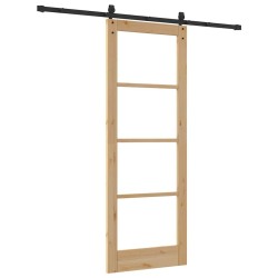Porte coulissante avec quincaillerie 78x211 cm en bois massif de pin 