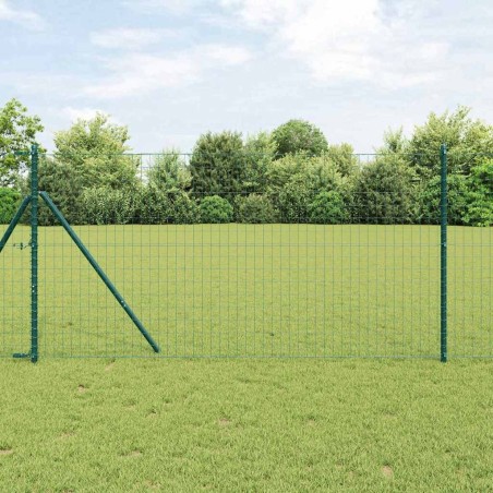 Clôture Euro avec 13 poteaux 1,2x25 m en acier galvanisé vert 