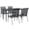 Ensemble à manger de jardin 5 pcs noir textilène et acier 