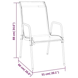 Ensemble à manger de jardin 5 pcs noir textilène et acier 