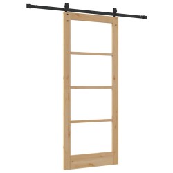 Porte coulissante avec quincaillerie 83x202 cm en bois massif de pin 
