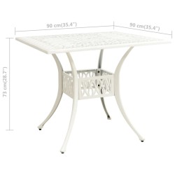 Table de jardin Blanc 90x90x73 cm Aluminium coulé 