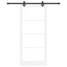 Porte Coulissante avec Kit de Quincaillerie "ORKDAL" Bois Massif et Verre Blanc 