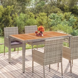 Table de jardin dessus en bois Gris 150x90x75 cm Résine tressée 