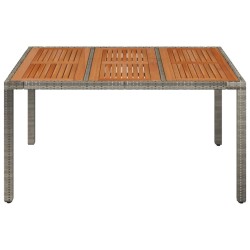 Table de jardin dessus en bois Gris 150x90x75 cm Résine tressée 