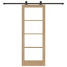Porte coulissante avec set de quincaillerie 'ORKDAL'en bois massif et verre 