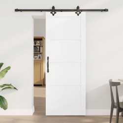 Porte coulissante avec kit de quincaillerie Blanche 78x202 cm Bois massif Pin 