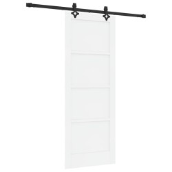 Porte coulissante avec kit de quincaillerie Blanche 78x202 cm Bois massif Pin 