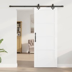 Porte coulissante avec kit de quincaillerie Blanche 78x202 cm Bois massif Pin 