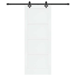 Porte coulissante avec kit de quincaillerie Blanche 78x202 cm Bois massif Pin 