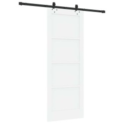 Porte coulissante avec kit de quincaillerie Blanche 78x202 cm Bois massif Pin 