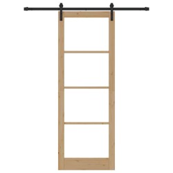 Porte coulissante avec matériel 'ORKDAL'Bois massif & Verre 