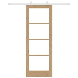 Porte Coulissante avec Quincaillerie 'ORKDAL'en Bois Massif & Verre 