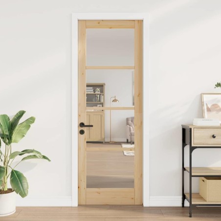 Porte intérieure avec verre "ORKDAL" 73,5x211x4 cm en bois massif de pin 