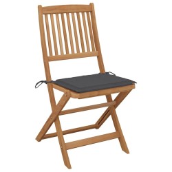 Chaises pliables de jardin lot de 4 avec coussins Bois d'acacia 