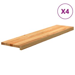 Marches d'escalier 4 pcs marron clair 110x30x2 cm chêne massif 