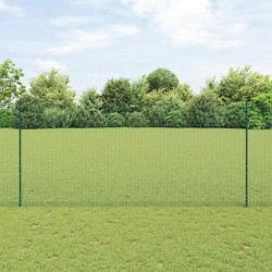 Clôture en fil soudé avec 22 poteaux en U, Vert, 1.4x50 m, Acier 