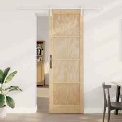 Porte coulissante avec kit de quincaillerie 78x232 cm en bois massif de pin 