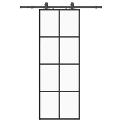 Porte coulissante kit de quincaillerie noir 76x205 cm verre ESG 