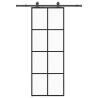 Porte coulissante kit de quincaillerie noir 76x205 cm verre ESG 
