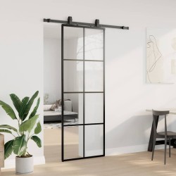 Porte coulissante kit de quincaillerie noir 76x205 cm verre ESG 