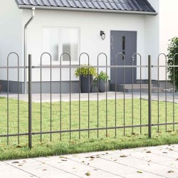 Clôture de jardin gris , sommet en arceaux 8,5x0,8 m en acier 