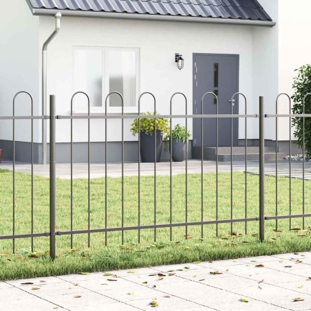 Clôture de jardin gris , sommet en arceaux 8,5x0,8 m en acier 