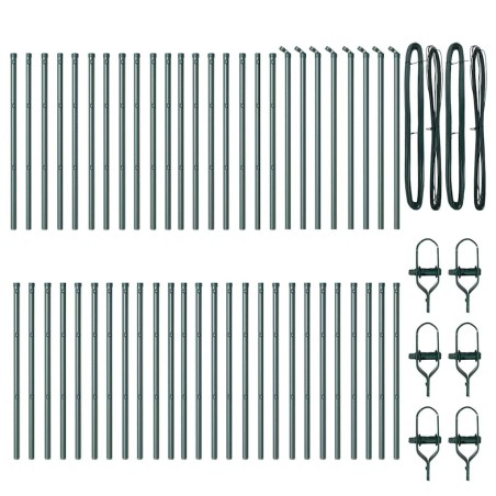 Posts de clôture 52 pcs - Vert Ø32 mm, 80 cm en acier galvanisé 
