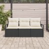 Ensemble de salon de jardin 3 pièces avec coussins en rattan synthétique noir 