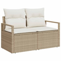 Ensemble de canapé de jardin 3 pièces avec des coussins beige en poly rotin 