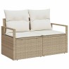 Ensemble de canapé de jardin 3 pièces avec des coussins beige en poly rotin 