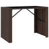 Table de bar et dessus en verre marron 145x80x110 cm poly rotin 