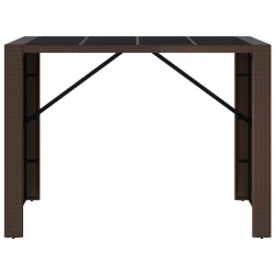 Table de bar et dessus en verre marron 145x80x110 cm poly rotin 