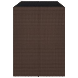 Table de bar et dessus en verre marron 145x80x110 cm poly rotin 