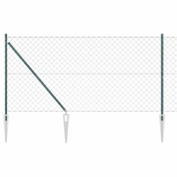 Jeu de Poteaux de Clôture Vert 1.4 x 10 m Acier galvanisé 