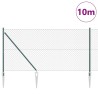 Jeu de Poteaux de Clôture Vert 1.4 x 10 m Acier galvanisé 