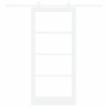 Porte Coulissante avec Kit de Quincaillerie 'ORKDAL'Bois Solide Blanc & Verre 