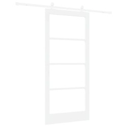 Porte Coulissante avec Kit de Quincaillerie 'ORKDAL'Bois Solide Blanc & Verre 
