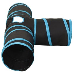 Tunnel pour chats à 3 voies Noir et bleu 90 cm Polyester 
